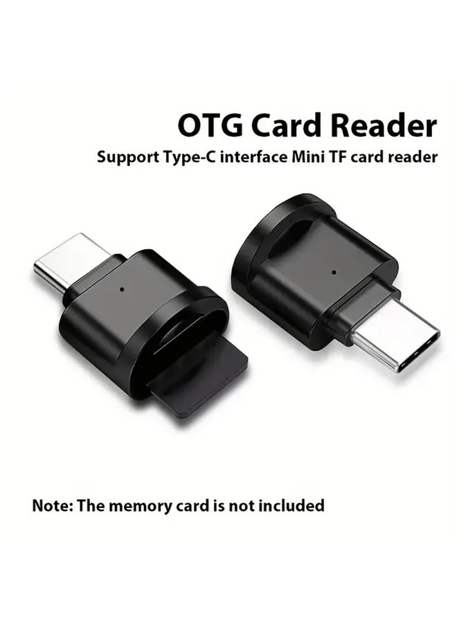 قارئ بطاقة USB OTG أسود لبطاقات Micro SD و TF مع واجهة Type C المحمولة - Image 1