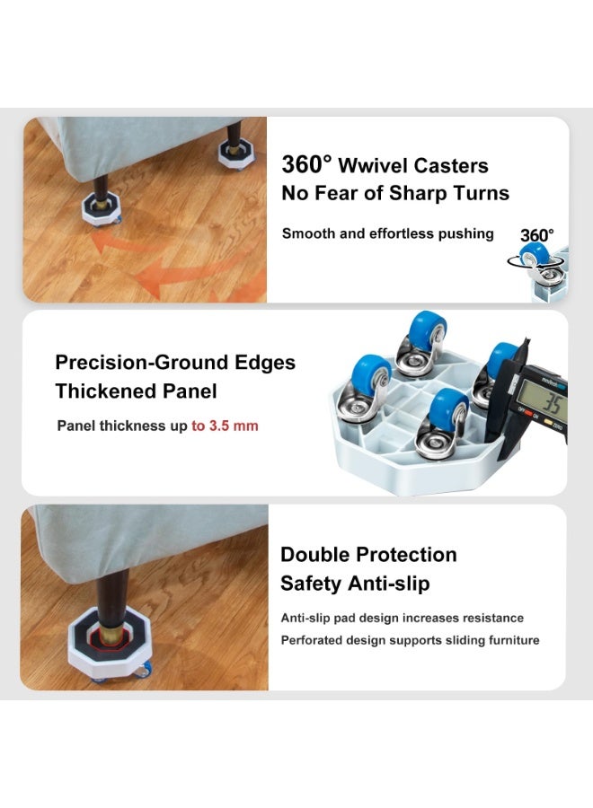 YelaJoy Furniture Dolly with 4 Wheels & Extended Pry Bar - 360° Rotating Heavy Duty Furniture Moving Tool Set for Sofa, Bed, Cabinet (750lb Capacity, Includes Storage Bag, Gloves, Non-Slip Pads) - Image 5