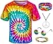TOGROP Kids Hippie Costume for Boys Girls 60s 70s TShirt 5Pcs Set for Halloween Party 78 Years Multicolor - Image 2