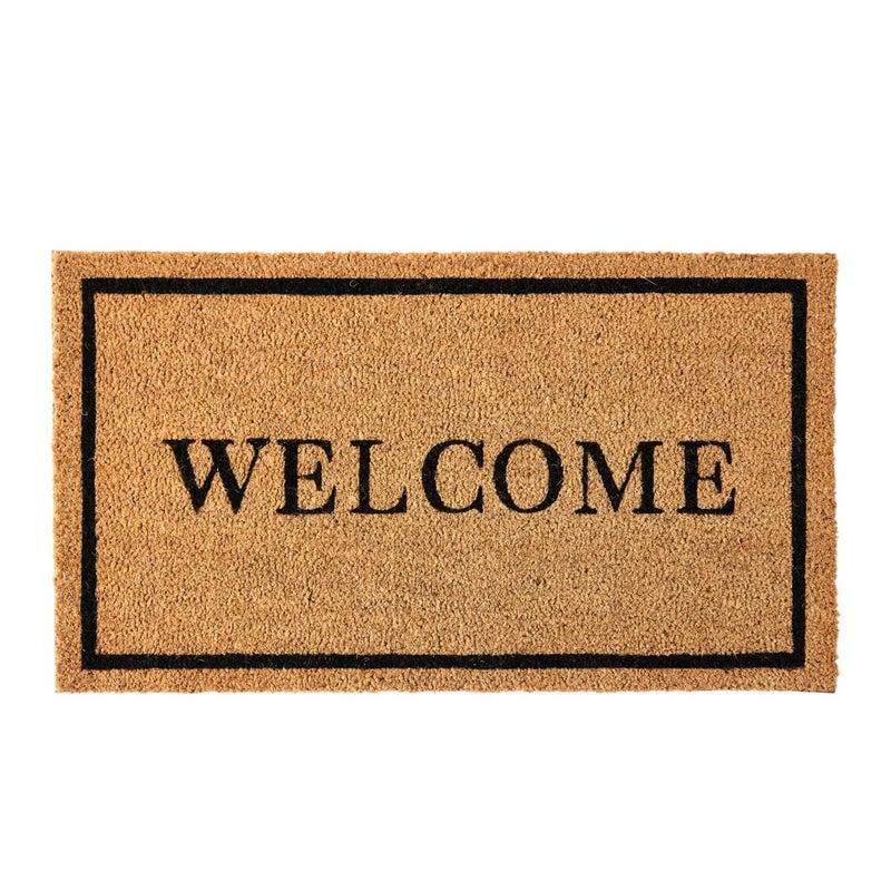 KANKUN Coco Coir Door Mat with Heavy Duty Backing, Welcome Doormat (17" x 30"), Doormat Entrance (Welcome2-1Pack) - Image 1