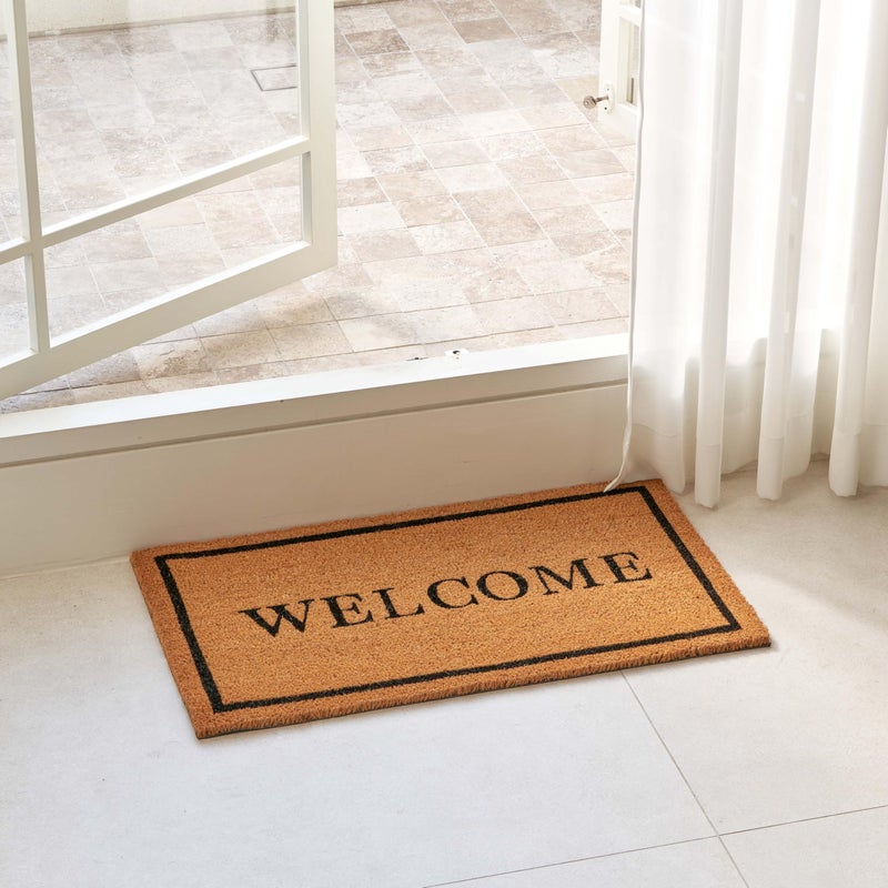 KANKUN Coco Coir Door Mat with Heavy Duty Backing, Welcome Doormat (17" x 30"), Doormat Entrance (Welcome2-1Pack) - Image 2