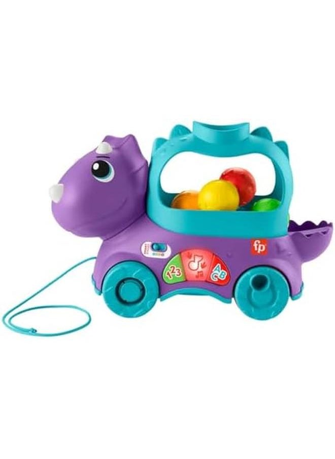 Fisher-Price Toddler Learning Toy Musical Dinosaur Pull Toy Uk English Version Poppin’ Triceratops  - Image 3