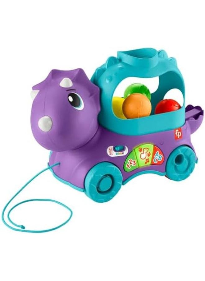 Fisher-Price Toddler Learning Toy Musical Dinosaur Pull Toy Uk English Version Poppin’ Triceratops  - Image 4