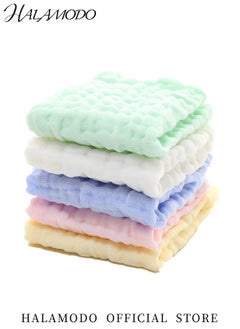 HALAMODO 5PCS Baby Bath Towel Set Soft Washcloths Newborn Face Towel Cotton Absorbent Towel Drool Towel Newborn Essentials Shower Gift for Newborn & Infant & Toddler  - Image 2