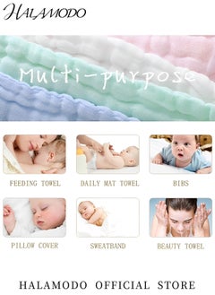 HALAMODO 5PCS Baby Bath Towel Set Soft Washcloths Newborn Face Towel Cotton Absorbent Towel Drool Towel Newborn Essentials Shower Gift for Newborn & Infant & Toddler  - Image 5