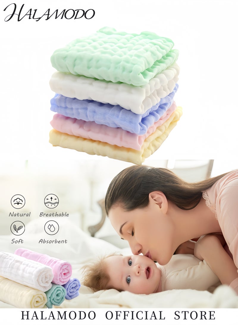 5PCS Baby Bath Towel Set Soft Washcloths Newborn Face Towel Cotton Absorbent Towel Drool Towel Newborn Essentials Shower Gift for Newborn & Infant & Toddler