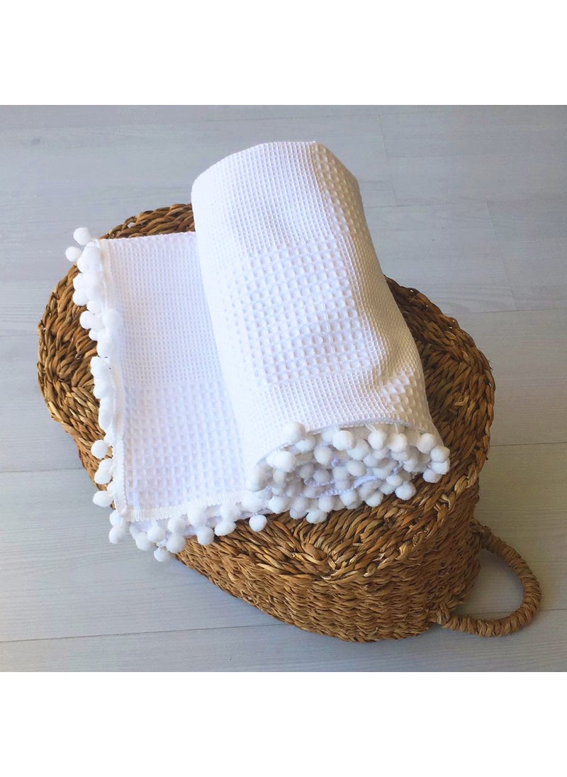 Waffle Patterned Pompom Baby Pique Blanket | 100X115 - pzsku/ZBCB75E883AEEF720E87DZ/45/_/1725614009/5a1922d6-1992-4890-98c7-4466d69de9a0