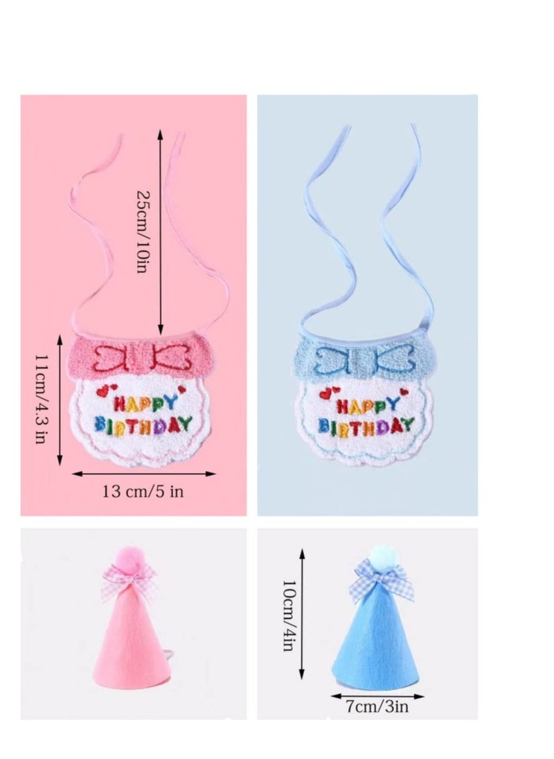 SYOSI 2 Pack Birthday Hat Scarf Set for Pet Puppy Cats,  Princess Cat Costumes for Cats, Cute Lace Bandanas for Cats, Pet Birthday Party Decorations Set (Pink)  - Image 2