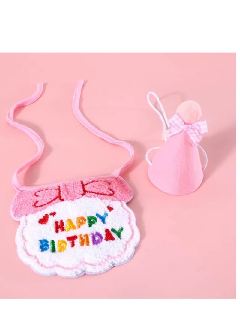 SYOSI 2 Pack Birthday Hat Scarf Set for Pet Puppy Cats,  Princess Cat Costumes for Cats, Cute Lace Bandanas for Cats, Pet Birthday Party Decorations Set (Pink)  - Image 3