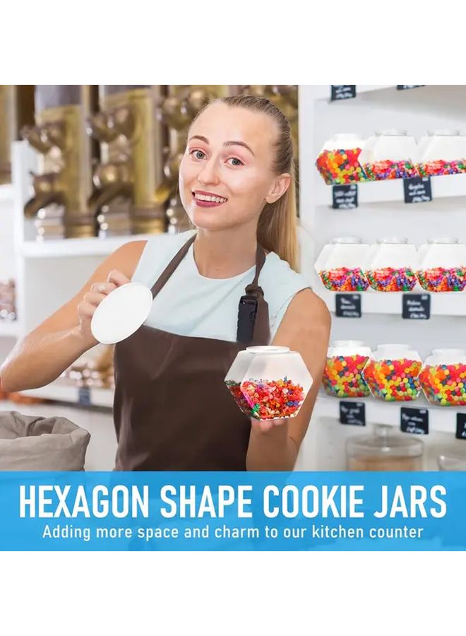 1pc Hexagon Plastic Candy Jar With Lid And Spoon Cookie Jar Transparent Hexagon Candy Container 28.74oz For Snacks Cookies Dog Food Crafts Sewing Supplies Coffee Pods Laundry Bag Transparent Lid - Image 2