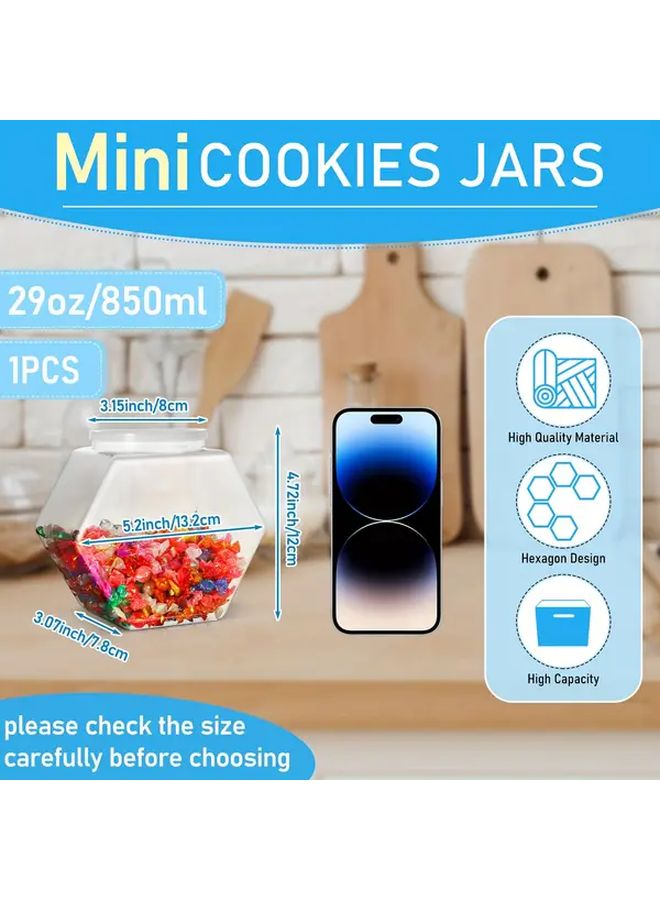 1pc Hexagon Plastic Candy Jar With Lid And Spoon Cookie Jar Transparent Hexagon Candy Container 28.74oz For Snacks Cookies Dog Food Crafts Sewing Supplies Coffee Pods Laundry Bag Transparent Lid - Image 3