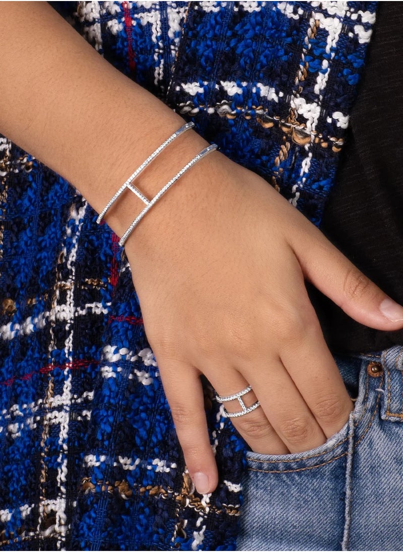 MONACO - APM Monaco Double Line Paved Cuff for Women AB3389OX - Image 1