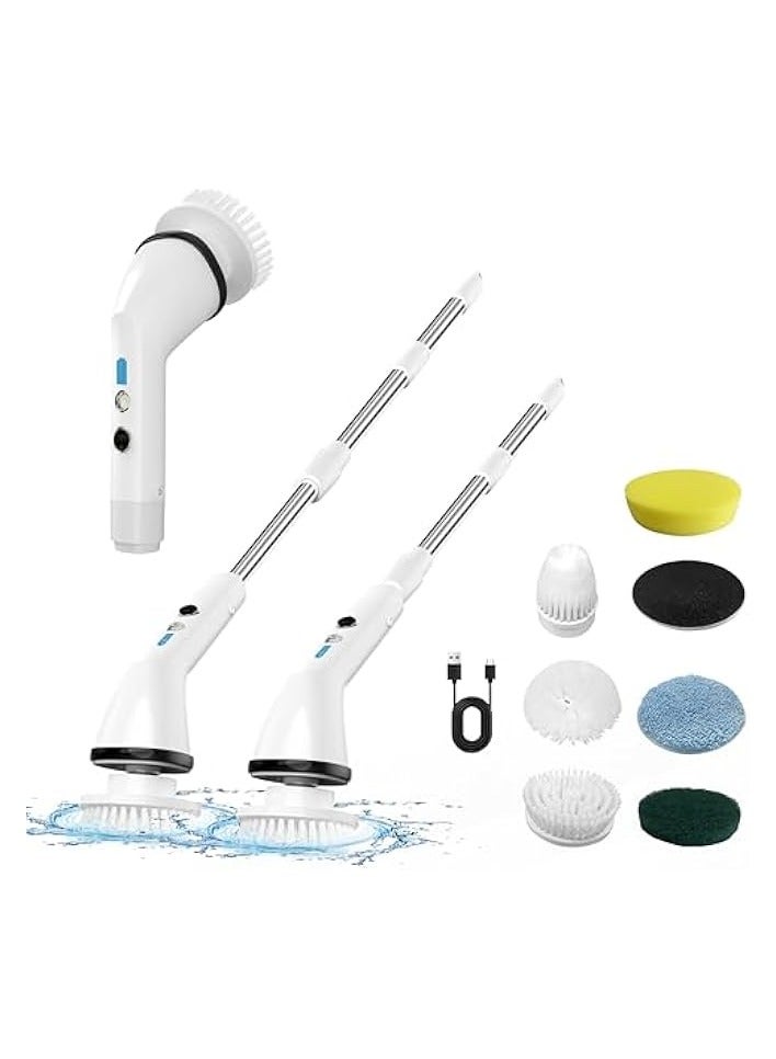 erorex 7 in 1 Electric Spin Scrubber, Cordless Cleaning Brush with Adjustable Extension Arm 4 Replaceable Cleaning Heads, Power Shower Scrubber for Bathroom, Tub, Tile, Floor & Car wash with smooth scrubber - Image 1