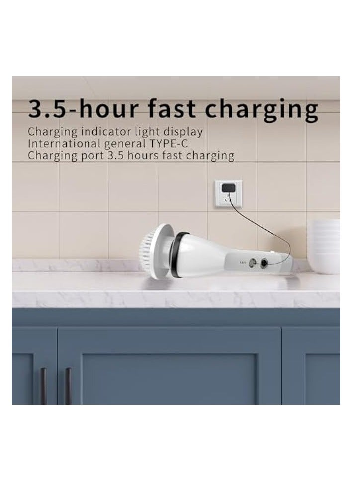 erorex 7 in 1 Electric Spin Scrubber, Cordless Cleaning Brush with Adjustable Extension Arm 4 Replaceable Cleaning Heads, Power Shower Scrubber for Bathroom, Tub, Tile, Floor & Car wash with smooth scrubber - Image 3