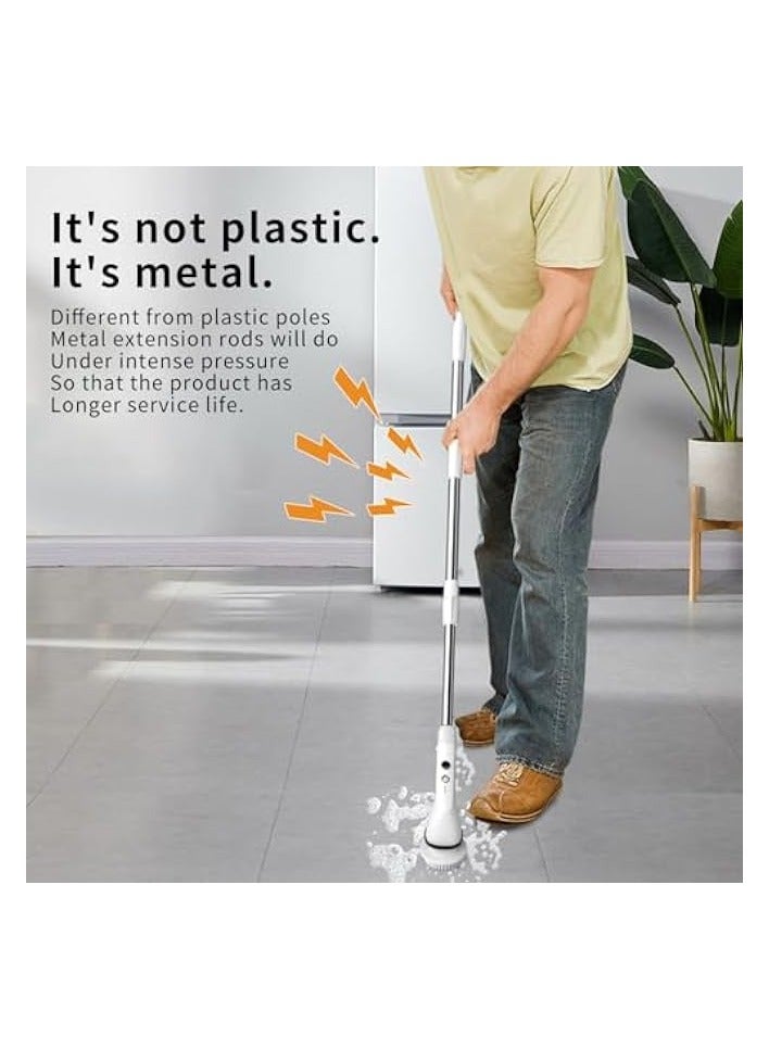 erorex 7 in 1 Electric Spin Scrubber, Cordless Cleaning Brush with Adjustable Extension Arm 4 Replaceable Cleaning Heads, Power Shower Scrubber for Bathroom, Tub, Tile, Floor & Car wash with smooth scrubber - Image 2