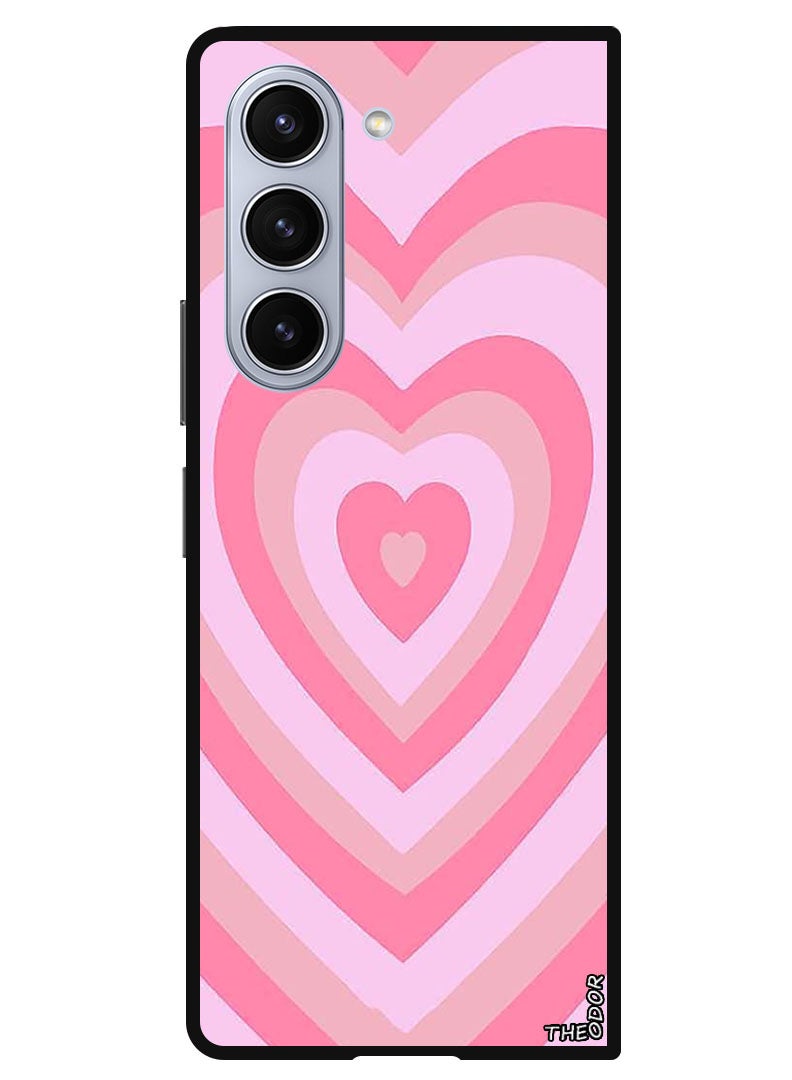 Theodor غطاء واقي مضاد للخدش ومقاوم للصدمات لهاتف سامسونج جالاكسي زد فولد 6 قلب وردي - Image 1