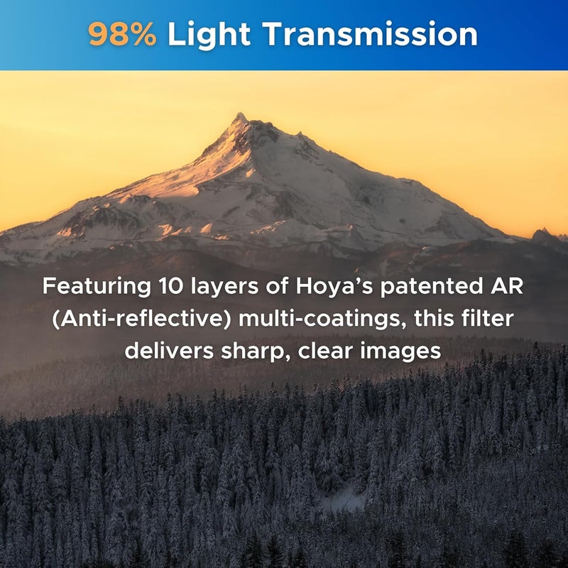 HOYA NXT Plus 43mm UV Filter — Schott B270 Clear Glass with 10-Layer HMC Multi-Coating for 98% Light Transmission, Waterproof Top-Coat, Aluminum Frame - Camera Lens Filter for Sharp, Clear Images - Image 4