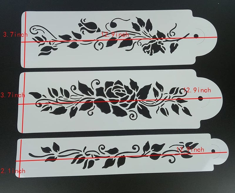 Ivanas Ivanas Leaves Plastic Stencils Templates Mold Printing Spray Molds Sugar Powder Sieve Fondant Cake Baking Decoration Tool Airbrush Painting Set of 3 - Image 2