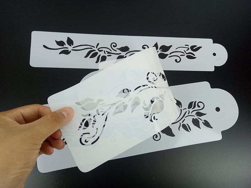 Ivanas Ivanas Leaves Plastic Stencils Templates Mold Printing Spray Molds Sugar Powder Sieve Fondant Cake Baking Decoration Tool Airbrush Painting Set of 3 - Image 5