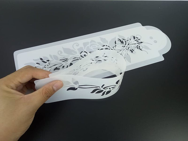 Ivanas Ivanas Leaves Plastic Stencils Templates Mold Printing Spray Molds Sugar Powder Sieve Fondant Cake Baking Decoration Tool Airbrush Painting Set of 3 - Image 4