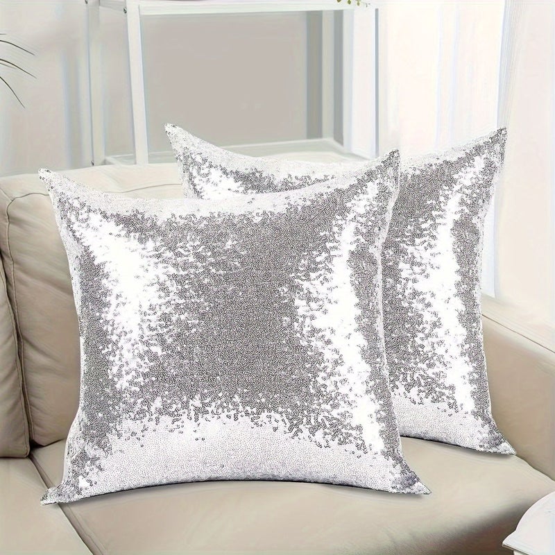 Silver 17.72x17.72 Inch Christmas Pillowcases Set Of 2 For Party - Image 1