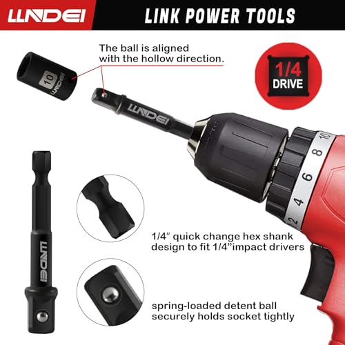 LLNDEI 1/4" Drive Socket Wrench Set, 1/4-Inch Impact Socket Set Metric(4-15mm) Deep and Shallow 6 Point, CR-V, 63PCS with 72T Ratchet Wrench Handle for Household&Automotive Repairing - Image 5