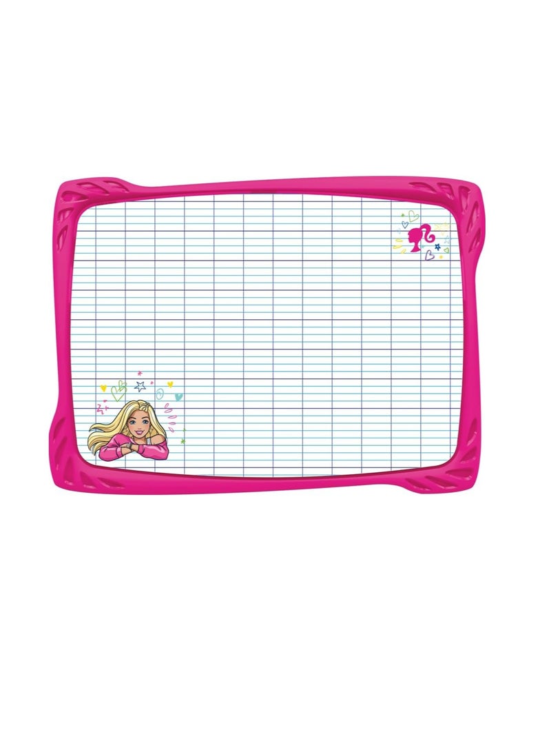 Barbie مابد - مجموعة ألواح أردوازية بيضاء من باربي - ناعمة ومقاومة للكسر - 1 لوح أردواز قابل للمسح + 1 حامل ملحقات + 1 فرشاة + 1 قلم تحديد - لوحة مزدوجة الجوانب... - Image 5