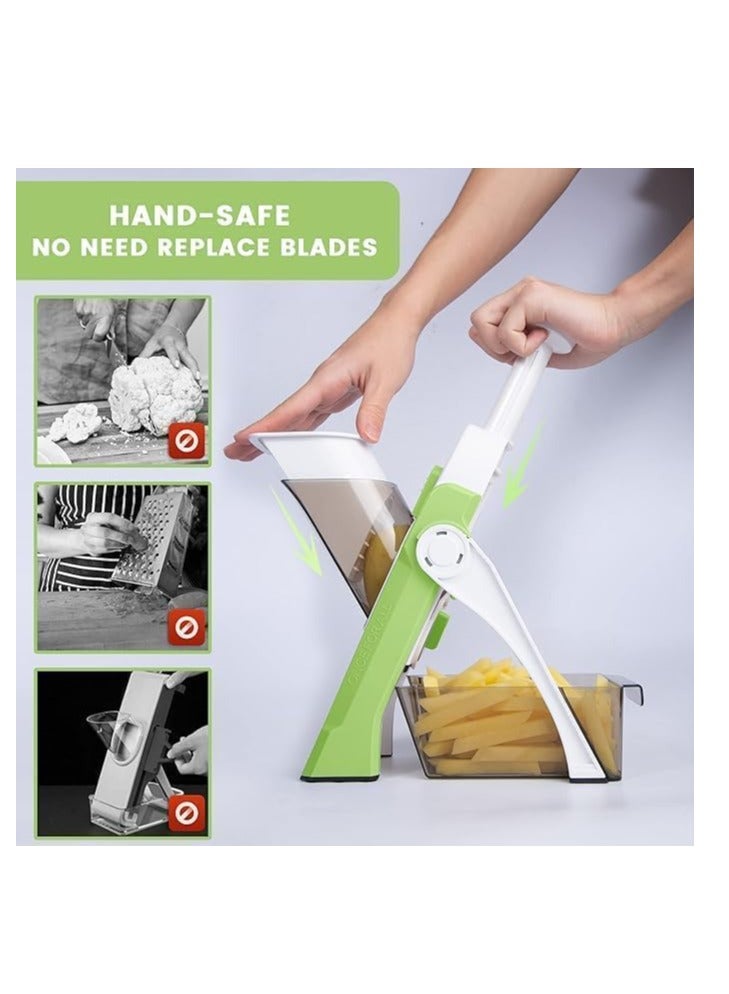 OM Powerful Vegetable Slicer & Grater - Multi-Blade for Various Uses (Green) - Image 4