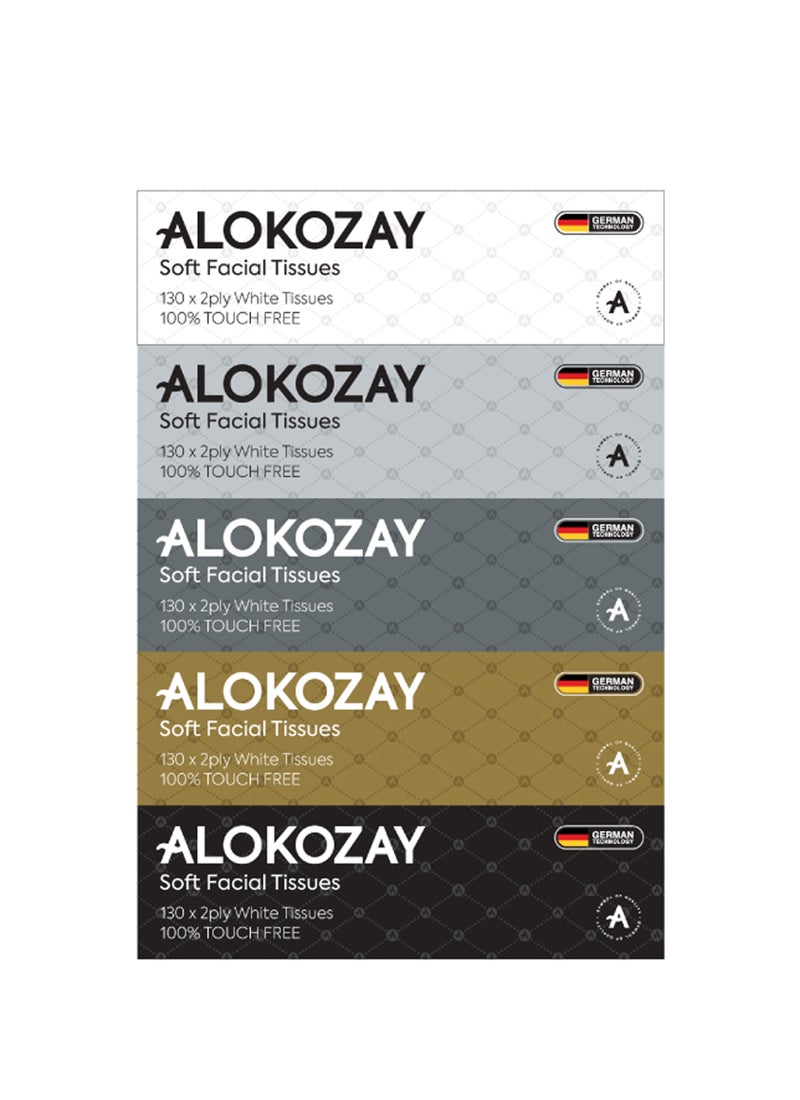 Alokozay Soft Facial Tissue 130 Sheets x 2 Ply Pack of 5 - Image 1