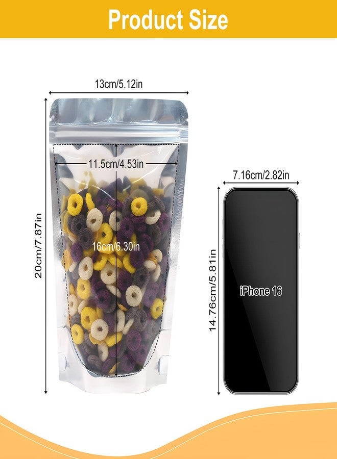 SumDirect Mylar Bags for Food Storage 100 Pcs Aluminum foil Stand-Up Bag with Clear Front Window Resealable Bags for Small Business Disposable 5x8 Inch - Image 2