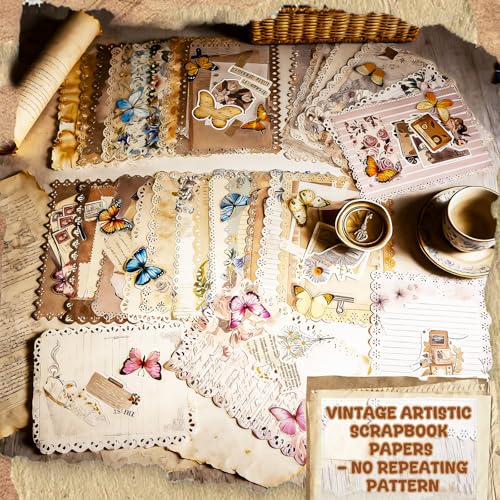 X Hot Popcorn 60 Sheets Lace Edged Scrapbook Paper Assorted Set 6 Pack Vintage Scrapbook Stationery Paper Decorative Scrapbooking Supplies for Diy Scrapbooking Planner Letter Writing Junk Journaling 4.9x6.9 Inch - Image 5
