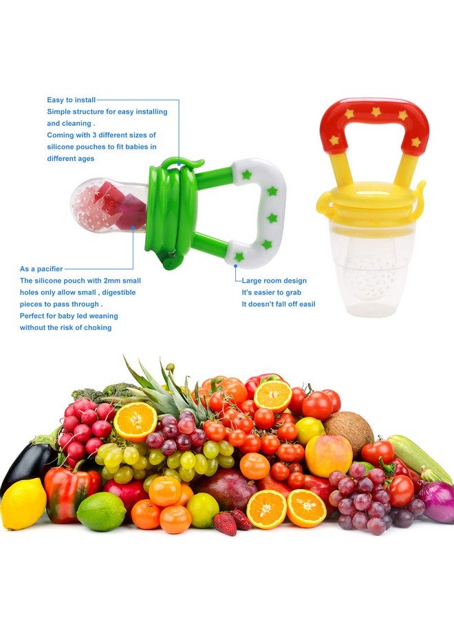 WAJIAYON Food Feeder Baby Fruit Feeder Pacifier (3 Pcs) With 6 Different Sized Silicone Pacifiers 2 Pcs Silicone Baby Food Dispensing Spoon 90Ml With 2 Baby Spoons Silicone Bottle Brush Pacifier Clip - Image 5