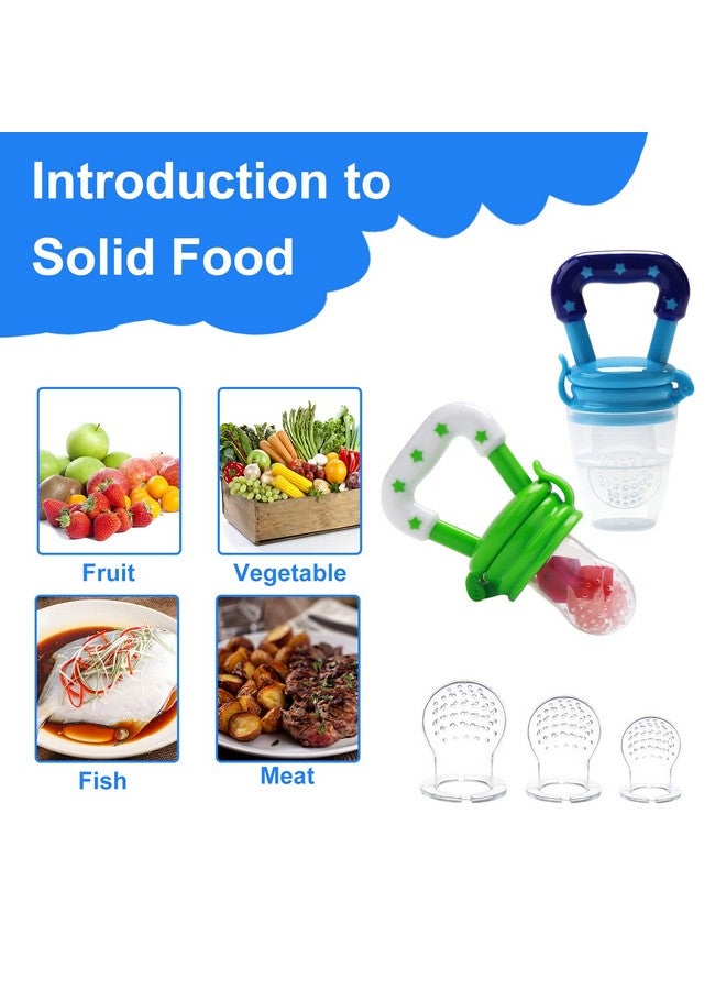 WAJIAYON Food Feeder Baby Fruit Feeder Pacifier (3 Pcs) With 6 Different Sized Silicone Pacifiers 2 Pcs Silicone Baby Food Dispensing Spoon 90Ml With 2 Baby Spoons Silicone Bottle Brush Pacifier Clip - Image 4