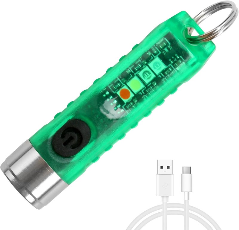 tinshow Mini Torch LED Super Bright 400LM USB-C Rechargeable Keychain Flashlight with UV Red Blue Light - Image 1