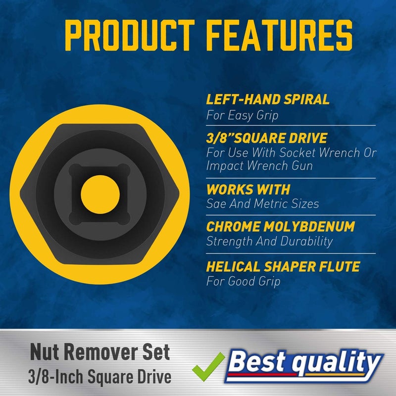 Amartisan Impact Bolt Extractor Tool, 13PC Bolt Nut Removal Extractor Socket Tool Set - Image 5