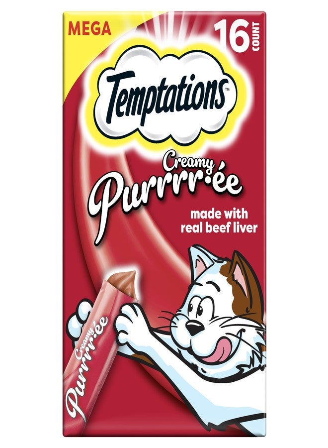 Temptations Creamy Puree Squeezable Lickable Wet Cat Treats with Beef Liver, 0.42 oz. Tubes, 16 Count - Image 1