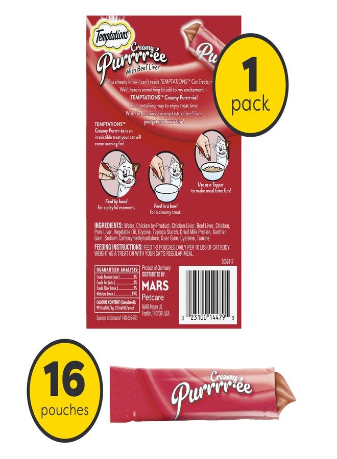 Temptations Creamy Puree Squeezable Lickable Wet Cat Treats with Beef Liver, 0.42 oz. Tubes, 16 Count - Image 2