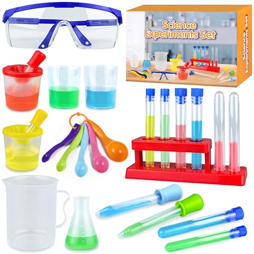 PPXMEEUDC 24PCS Educational Lab Science Experiments Early Learning Kit for Boys and Girls with Many Tools Droppers Plastic Test Tubes with Caps Lab Science Supplies Test - Image 1