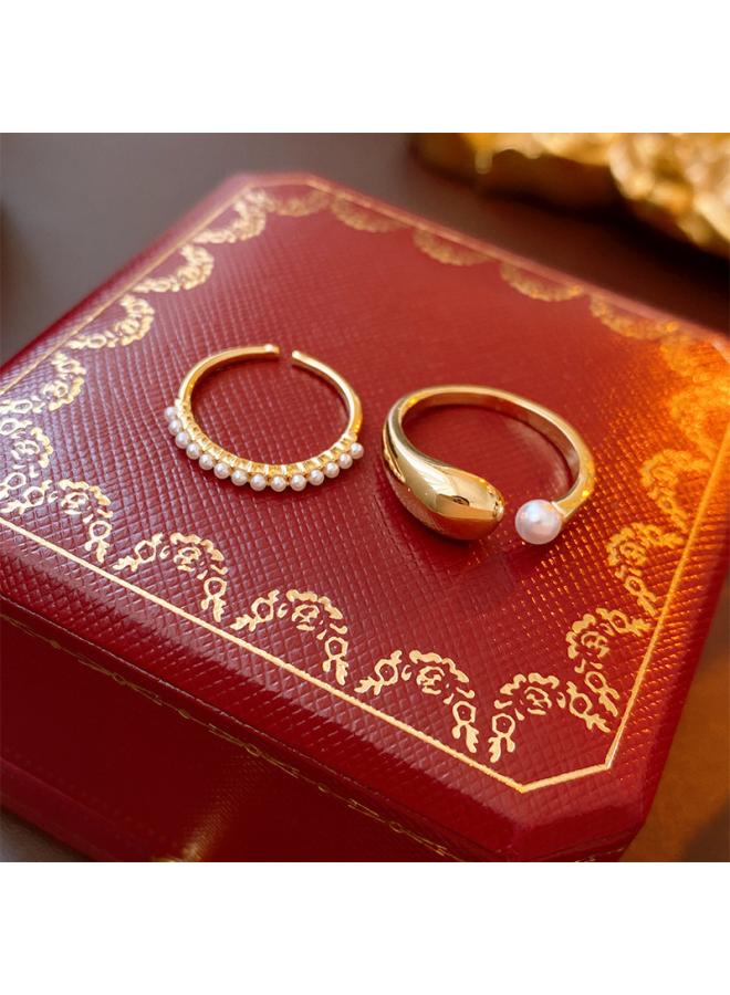 Real Gold Electroplated Baroque Pearl Tulip Flower Open Ring South Korea Fresh Sweet Mori Light Luxury Bracelet