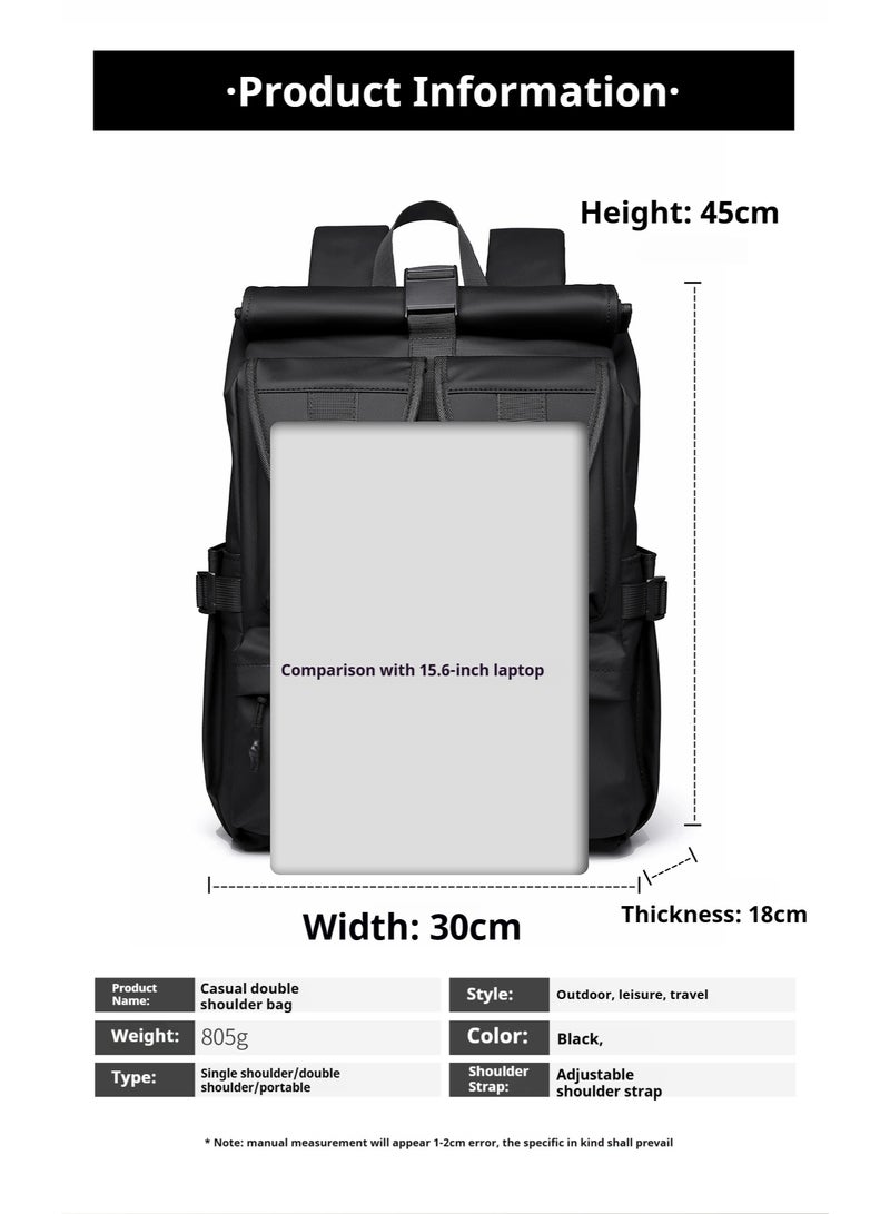 lebonaer Leisure Expandable Backpack - 18L to 24L Roll-Top Design, Multi-Functional Travel Backpack with Laptop Slot & Organizer Pockets - Image 3