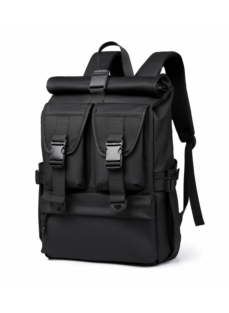 lebonaer Leisure Expandable Backpack - 18L to 24L Roll-Top Design, Multi-Functional Travel Backpack with Laptop Slot & Organizer Pockets - Image 5