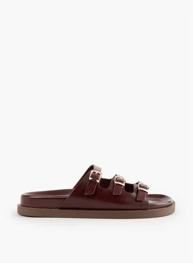 Flora Bella By Shoexpress Buckle Accent Slip-On Sandals