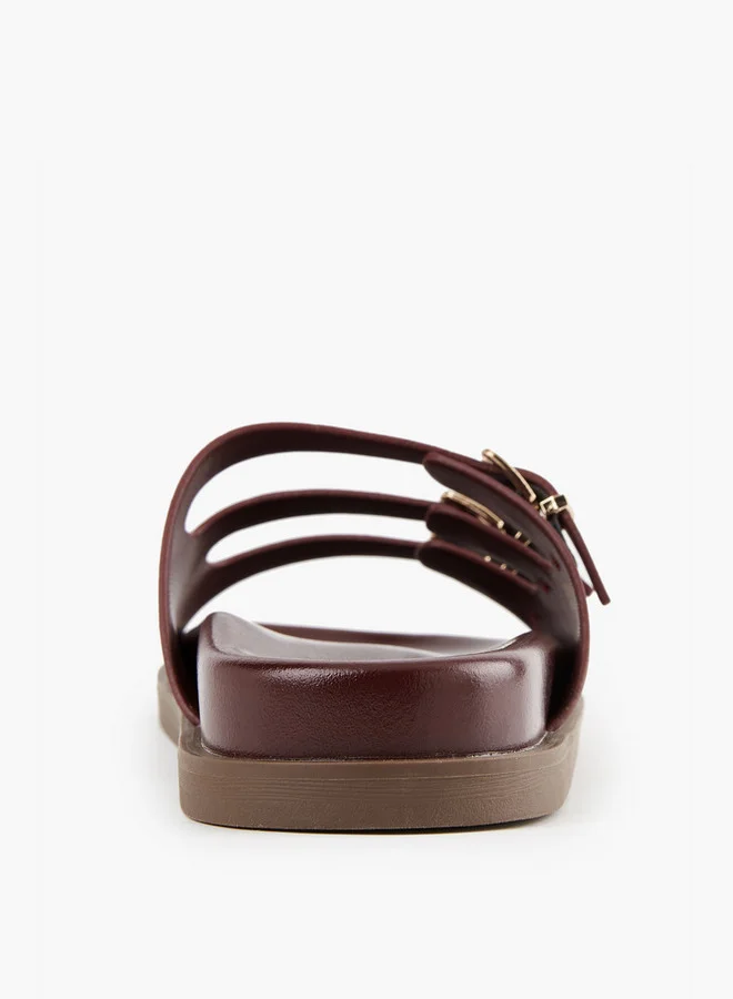 Flora Bella By Shoexpress Buckle Accent Slip-On Sandals