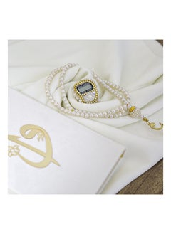 OLUDENIZ Ramadan Islamic GIft For Girls  of Faith Unveiling a Cherished White Gift Set with a Velvet Quran, Electronic Rosary, Beaded Rosary, and Hijab  - Image 5