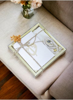 OLUDENIZ Ramadan Islamic GIft For Girls  of Faith Unveiling a Cherished White Gift Set with a Velvet Quran, Electronic Rosary, Beaded Rosary, and Hijab  - Image 1