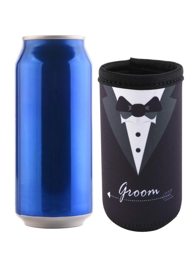 CM Groom and Groom's Crew Soft Neoprene Can Sleeves Covers for Regular Standard 12 Fluid Ounce Drink & Beer Cans for Wedding Party Groomsman Party Groomsman Gifts Bachelor Party, 11 Pcs - Image 5