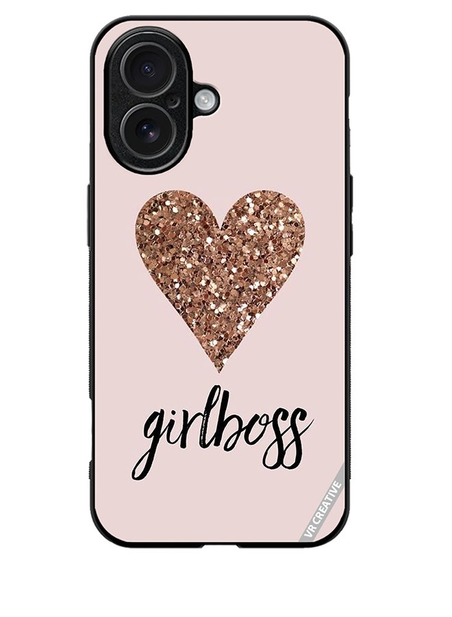 Protective Case Cover For Apple iPhone 17 Girl Boss Golden Gloss Heart Design Multicolour