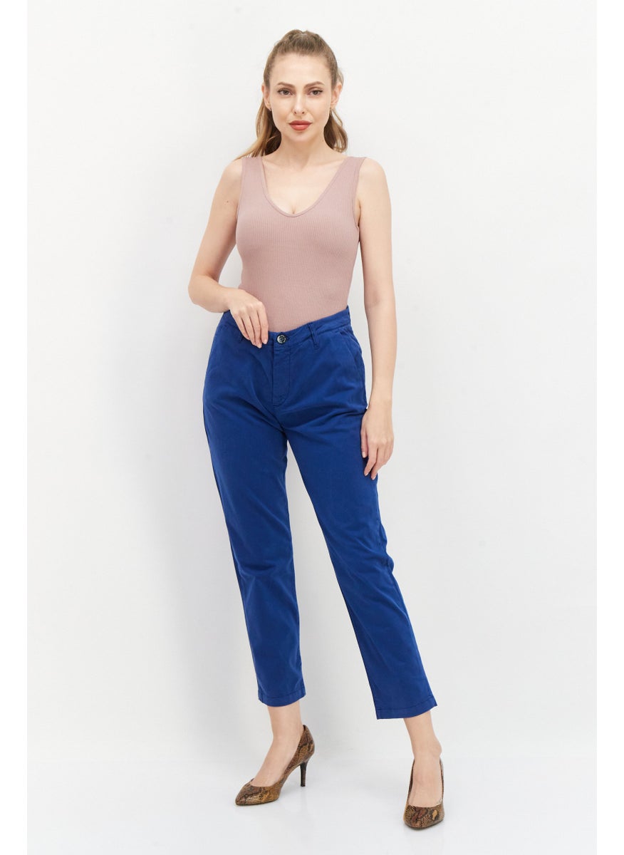 Pepe Jeans - Women Slim Fit Plain Chino Pants, Blue - Image 1