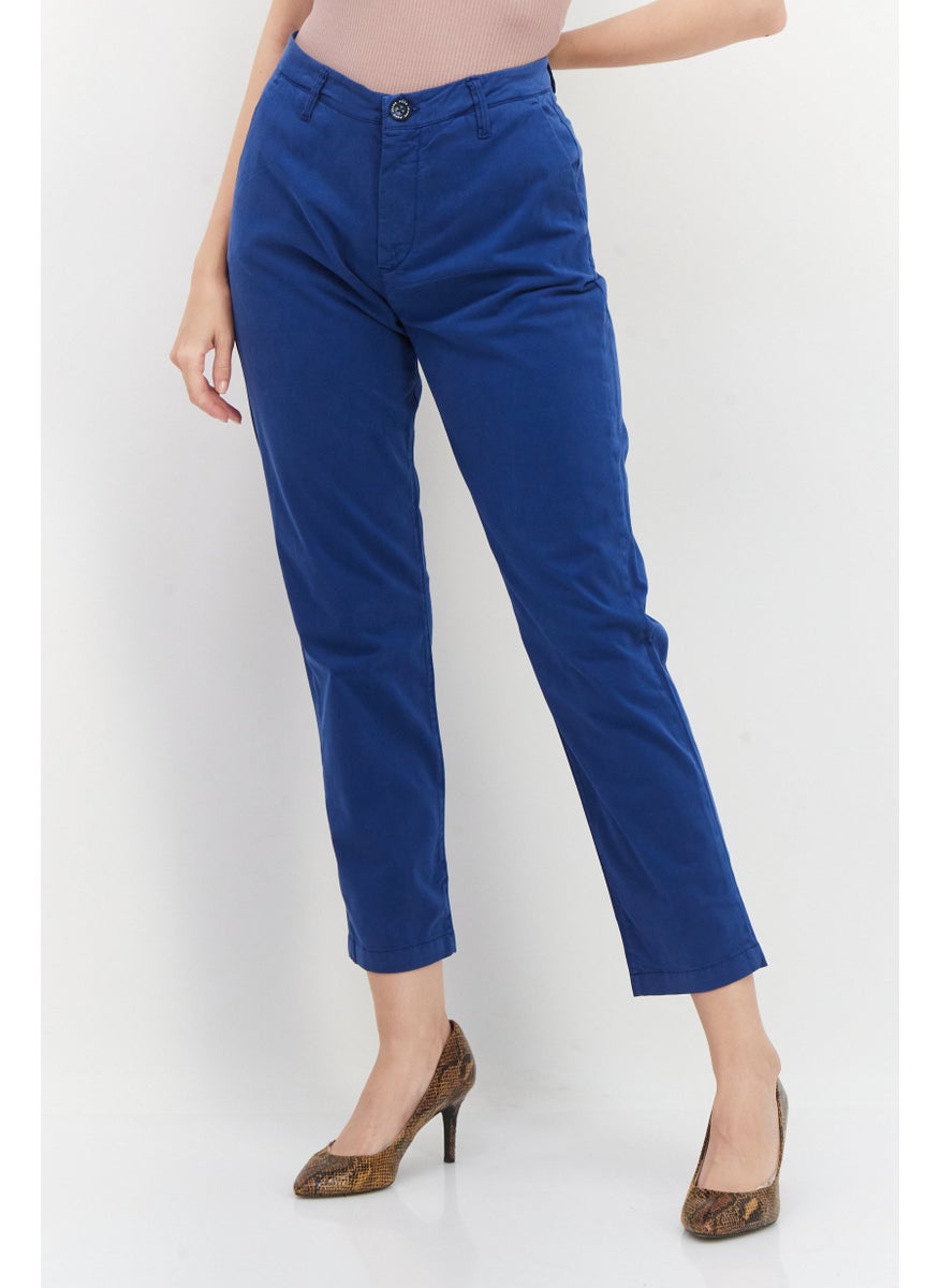 Pepe Jeans - Women Slim Fit Plain Chino Pants, Blue - Image 1