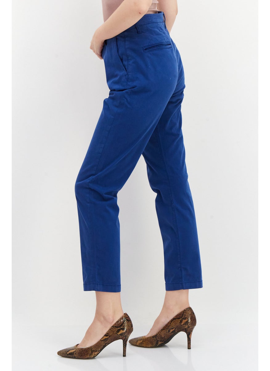 Pepe Jeans - Women Slim Fit Plain Chino Pants, Blue - Image 1